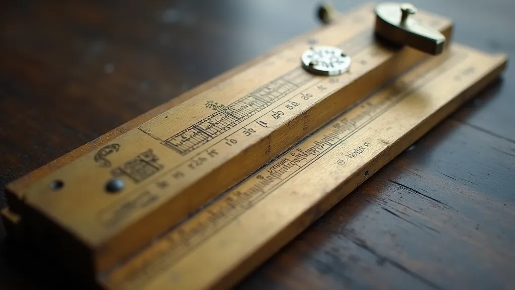 Macro shot of a Pickett slide rule