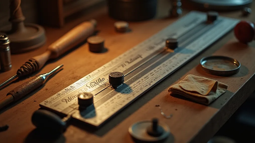 Vintage Regula slide rule on workbench