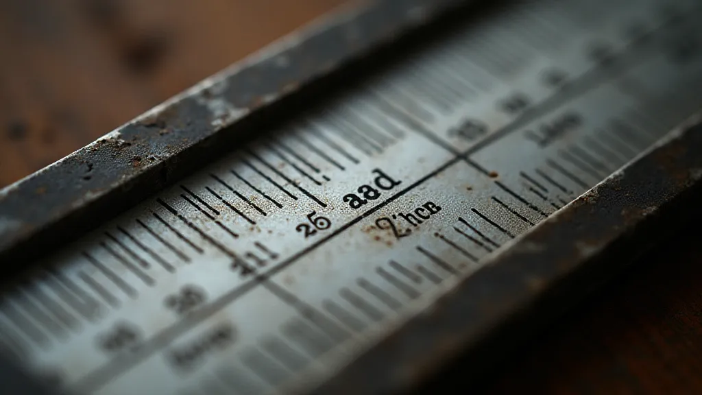 Close-up of the slide rule scales