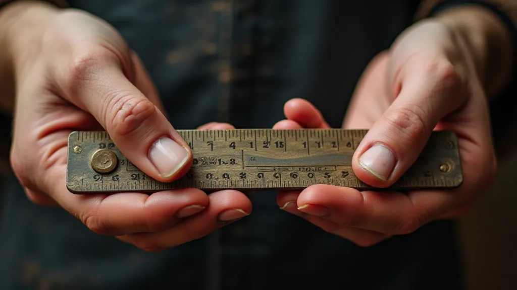 Vintage slide rule held by skilled hands