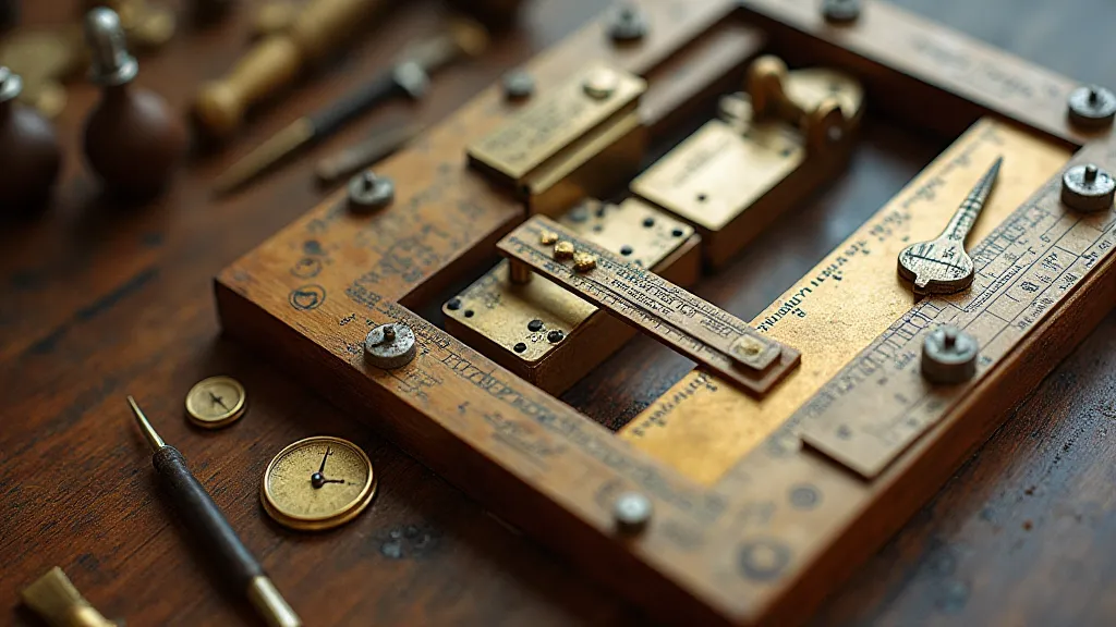 Vintage slide rule disassembled