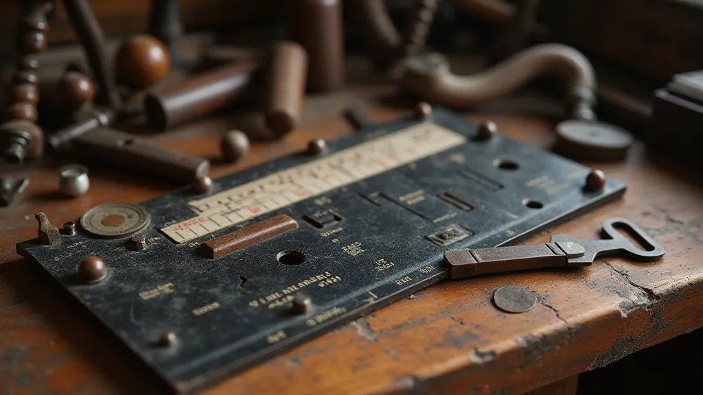 Vintage slide rule on a workbench
