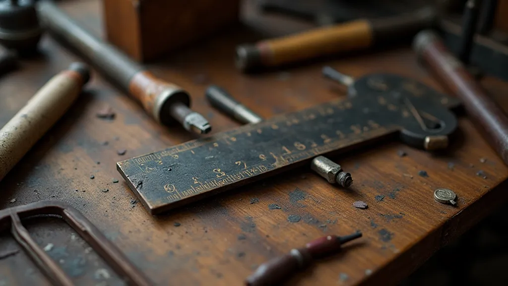 Vintage slide rule on workbench