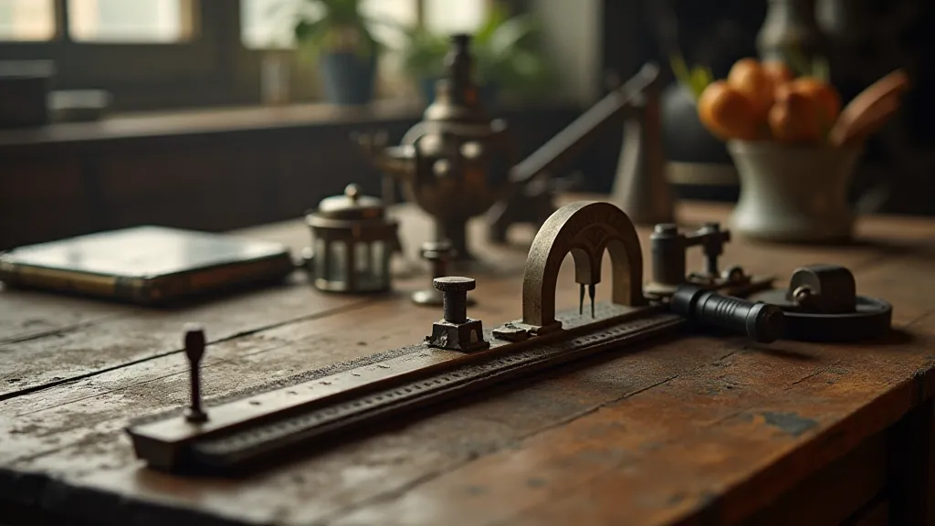 Vintage slide rule in a workshop setting